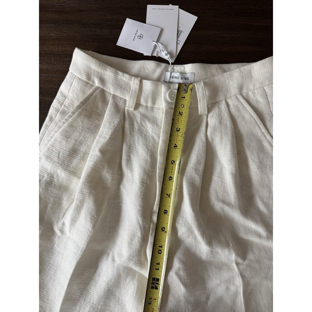 Anine Bing Carrie Pleated Linen Shorts Womens XS Off-White NWT - Picture 9 of 13